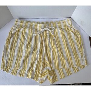 Torrid Size 1 Elastic Drawstring Yellow Striped Shorts Lightweight